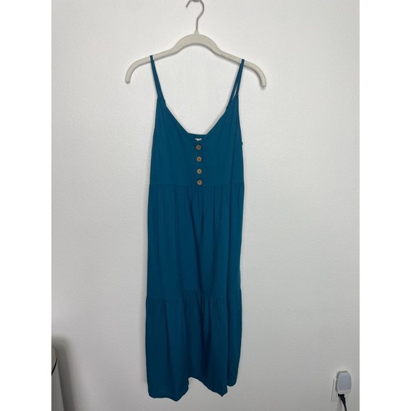 Roxy Dream Sz XS Spaghetti Strap Midi Dress Teal Sleeveless Tiered V-Neck NWT - Picture 4 of 16